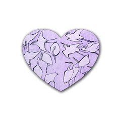 Katsushika Hokusai, Egrets From Quick Lessons In Simplified Drawing Heart Coaster (4 Pack)  by Valentinaart