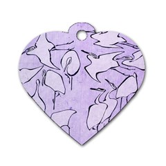 Katsushika Hokusai, Egrets From Quick Lessons In Simplified Drawing Dog Tag Heart (two Sides) by Valentinaart