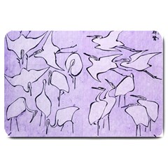 Katsushika Hokusai, Egrets From Quick Lessons In Simplified Drawing Large Doormat  by Valentinaart