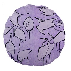 Katsushika Hokusai, Egrets From Quick Lessons In Simplified Drawing Large 18  Premium Round Cushions by Valentinaart