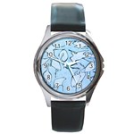 Katsushika Hokusai, Egrets from quick lessons in simplified drawing Round Metal Watch Front