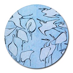 Katsushika Hokusai, Egrets From Quick Lessons In Simplified Drawing Round Mousepads by Valentinaart