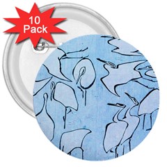 Katsushika Hokusai, Egrets From Quick Lessons In Simplified Drawing 3  Buttons (10 Pack)  by Valentinaart