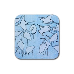 Katsushika Hokusai, Egrets From Quick Lessons In Simplified Drawing Rubber Coaster (square)  by Valentinaart