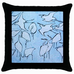 Katsushika Hokusai, Egrets From Quick Lessons In Simplified Drawing Throw Pillow Case (black) by Valentinaart