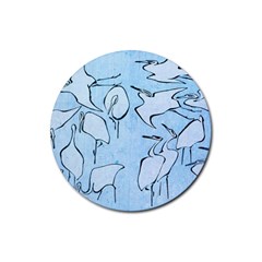 Katsushika Hokusai, Egrets From Quick Lessons In Simplified Drawing Rubber Coaster (round)  by Valentinaart