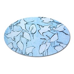 Katsushika Hokusai, Egrets From Quick Lessons In Simplified Drawing Oval Magnet by Valentinaart