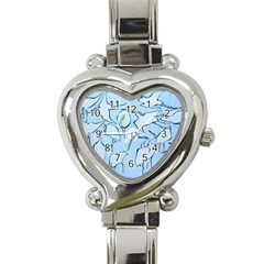 Katsushika Hokusai, Egrets From Quick Lessons In Simplified Drawing Heart Italian Charm Watch by Valentinaart