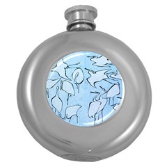 Katsushika Hokusai, Egrets From Quick Lessons In Simplified Drawing Round Hip Flask (5 Oz) by Valentinaart