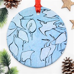 Katsushika Hokusai, Egrets From Quick Lessons In Simplified Drawing Round Ornament (two Sides) by Valentinaart