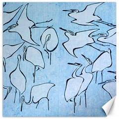 Katsushika Hokusai, Egrets From Quick Lessons In Simplified Drawing Canvas 12  X 12  by Valentinaart