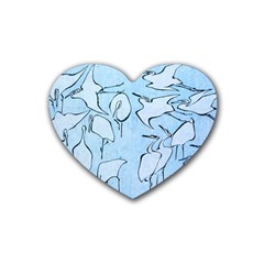 Katsushika Hokusai, Egrets From Quick Lessons In Simplified Drawing Rubber Coaster (heart)  by Valentinaart