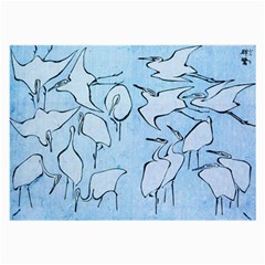 Katsushika Hokusai, Egrets From Quick Lessons In Simplified Drawing Large Glasses Cloth by Valentinaart