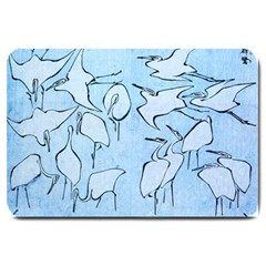 Katsushika Hokusai, Egrets From Quick Lessons In Simplified Drawing Large Doormat  by Valentinaart