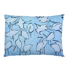 Katsushika Hokusai, Egrets From Quick Lessons In Simplified Drawing Pillow Case by Valentinaart