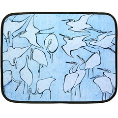 Katsushika Hokusai, Egrets From Quick Lessons In Simplified Drawing Double Sided Fleece Blanket (mini)  by Valentinaart