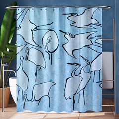 Katsushika Hokusai, Egrets From Quick Lessons In Simplified Drawing Shower Curtain 60  X 72  (medium)  by Valentinaart