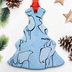 Katsushika Hokusai, Egrets From Quick Lessons In Simplified Drawing Christmas Tree Ornament (two Sides) by Valentinaart