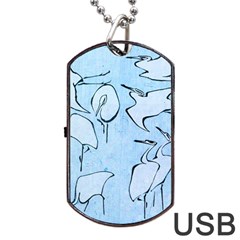 Katsushika Hokusai, Egrets From Quick Lessons In Simplified Drawing Dog Tag Usb Flash (one Side) by Valentinaart