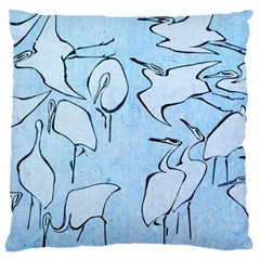 Katsushika Hokusai, Egrets From Quick Lessons In Simplified Drawing Large Cushion Case (two Sides) by Valentinaart