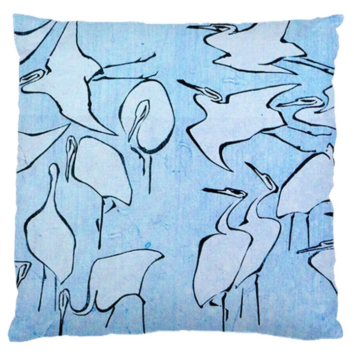 Katsushika Hokusai, Egrets from quick lessons in simplified drawing Large Cushion Case (Two Sides)