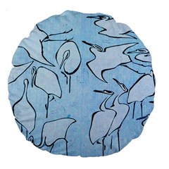 Katsushika Hokusai, Egrets From Quick Lessons In Simplified Drawing Large 18  Premium Round Cushions by Valentinaart