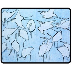 Katsushika Hokusai, Egrets From Quick Lessons In Simplified Drawing Double Sided Fleece Blanket (medium)  by Valentinaart