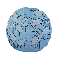 Katsushika Hokusai, Egrets From Quick Lessons In Simplified Drawing Standard 15  Premium Flano Round Cushions by Valentinaart