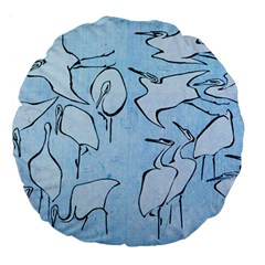 Katsushika Hokusai, Egrets From Quick Lessons In Simplified Drawing Large 18  Premium Flano Round Cushions by Valentinaart