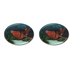 Awesome Mechanical Whale In The Deep Ocean Cufflinks (oval) by FantasyWorld7