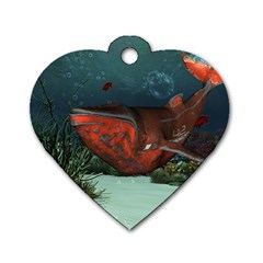 Awesome Mechanical Whale In The Deep Ocean Dog Tag Heart (one Side) by FantasyWorld7