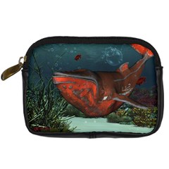 Awesome Mechanical Whale In The Deep Ocean Digital Camera Leather Case by FantasyWorld7