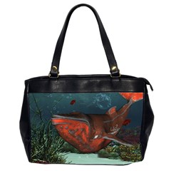 Awesome Mechanical Whale In The Deep Ocean Oversize Office Handbag (2 Sides) by FantasyWorld7