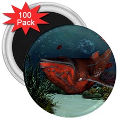 Awesome Mechanical Whale In The Deep Ocean 3  Magnets (100 Pack) by FantasyWorld7