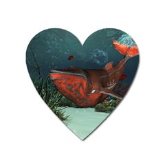 Awesome Mechanical Whale In The Deep Ocean Heart Magnet by FantasyWorld7