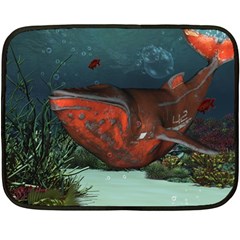 Awesome Mechanical Whale In The Deep Ocean Double Sided Fleece Blanket (mini)  by FantasyWorld7