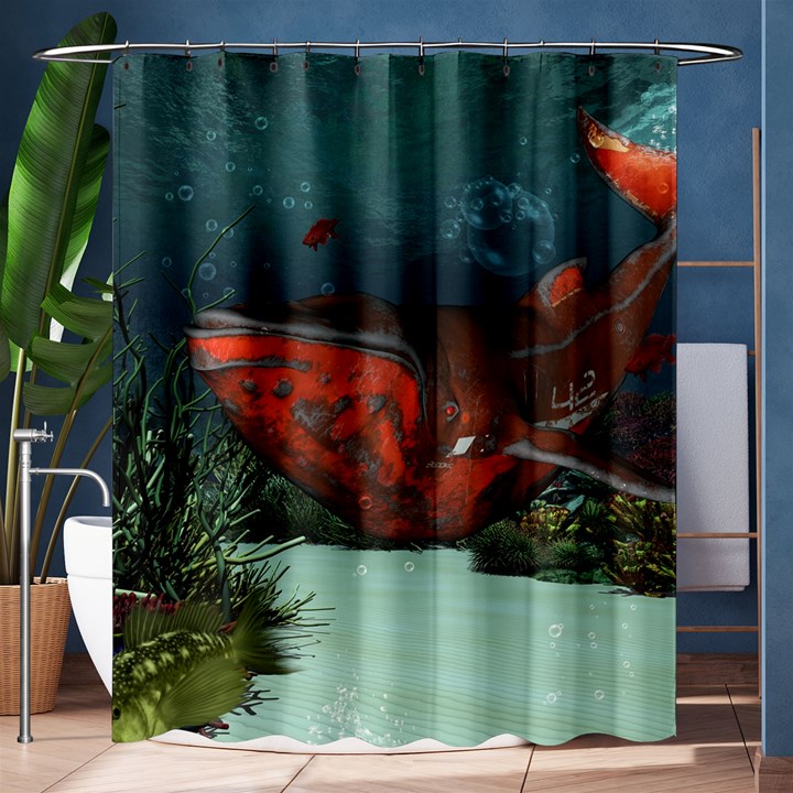 Awesome Mechanical Whale In The Deep Ocean Shower Curtain 60  x 72  (Medium) 