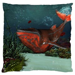 Awesome Mechanical Whale In The Deep Ocean Standard Flano Cushion Case (one Side) by FantasyWorld7