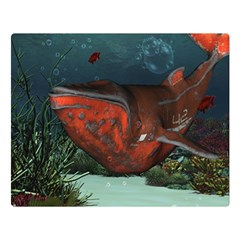 Awesome Mechanical Whale In The Deep Ocean Double Sided Flano Blanket (large)  by FantasyWorld7