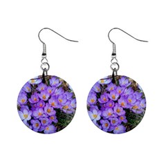 Signs Of Spring Purple Crocua Mini Button Earrings by Riverwoman