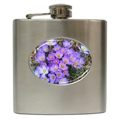 Signs Of Spring Purple Crocua Hip Flask (6 Oz) by Riverwoman