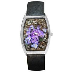 Signs Of Spring Purple Crocua Barrel Style Metal Watch by Riverwoman