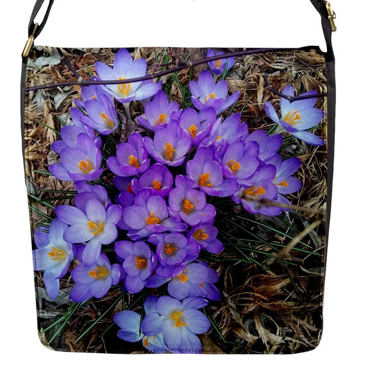 Signs of spring purple crocua Flap Closure Messenger Bag (S)