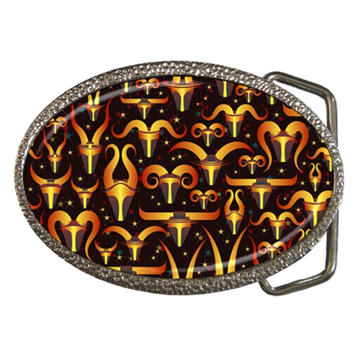 Stylised Horns Black Pattern Belt Buckles