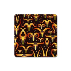 Stylised Horns Black Pattern Square Magnet by HermanTelo