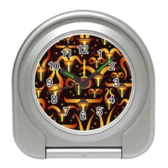 Stylised Horns Black Pattern Travel Alarm Clock