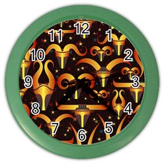 Stylised Horns Black Pattern Color Wall Clock