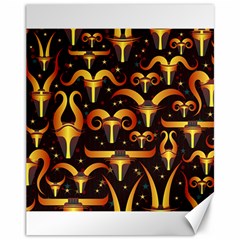 Stylised Horns Black Pattern Canvas 11  X 14  by HermanTelo