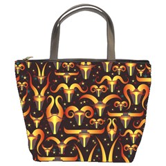 Stylised Horns Black Pattern Bucket Bag