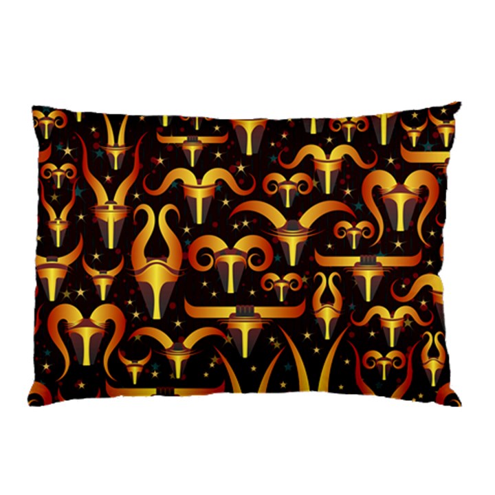 Stylised Horns Black Pattern Pillow Case